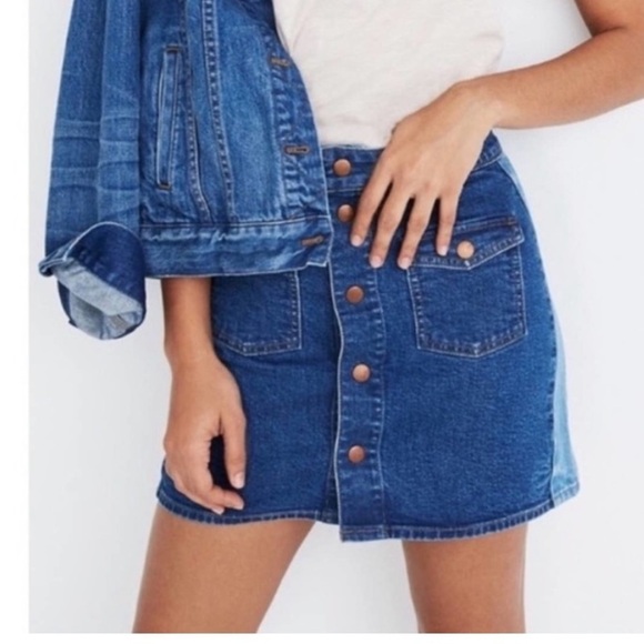 Madewell Stretch Denim Straight Mini Skirt: Pieced Edition Size 27 (size… - Picture 1 of 12
